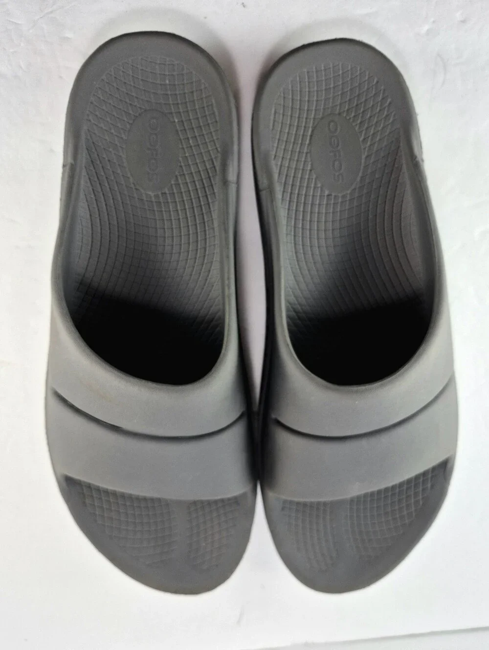OOFOS OOahh Slide Sandals Mens Size 14 Gray Recovery Foam Comfort Slides